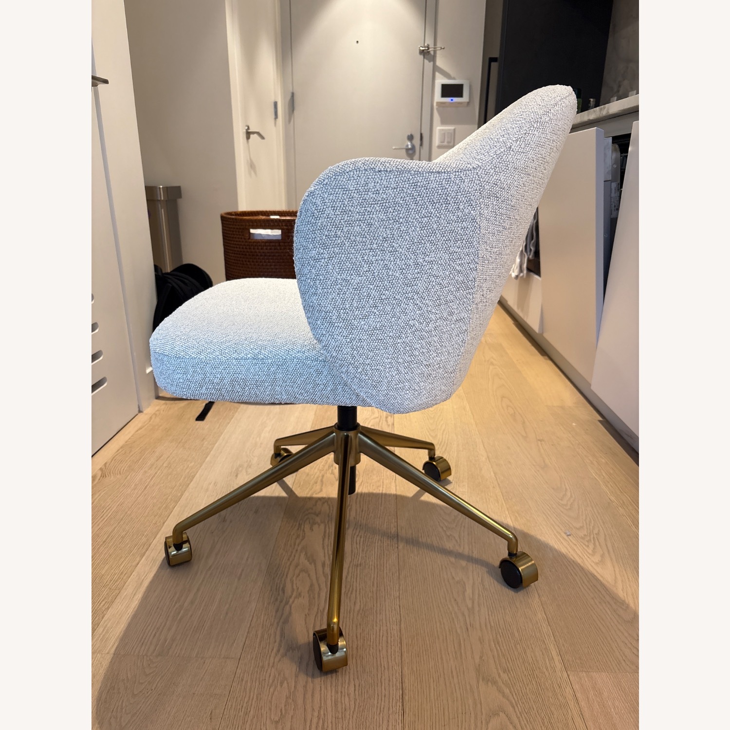 White Boucle Office Chairs - image-4