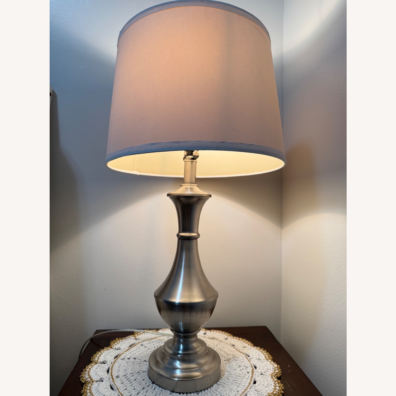 Vintage/Antique Silver Aluminum Table Lamp - image-3
