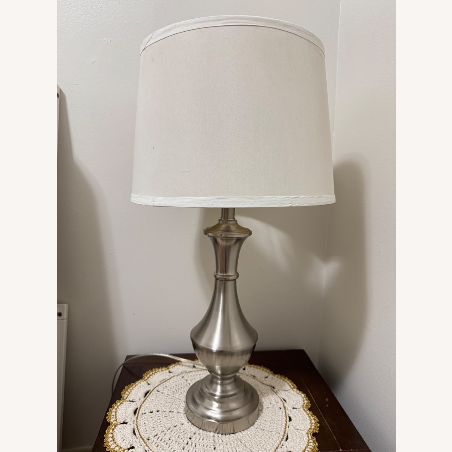 Vintage/Antique Silver Aluminum Table Lamp - image-1