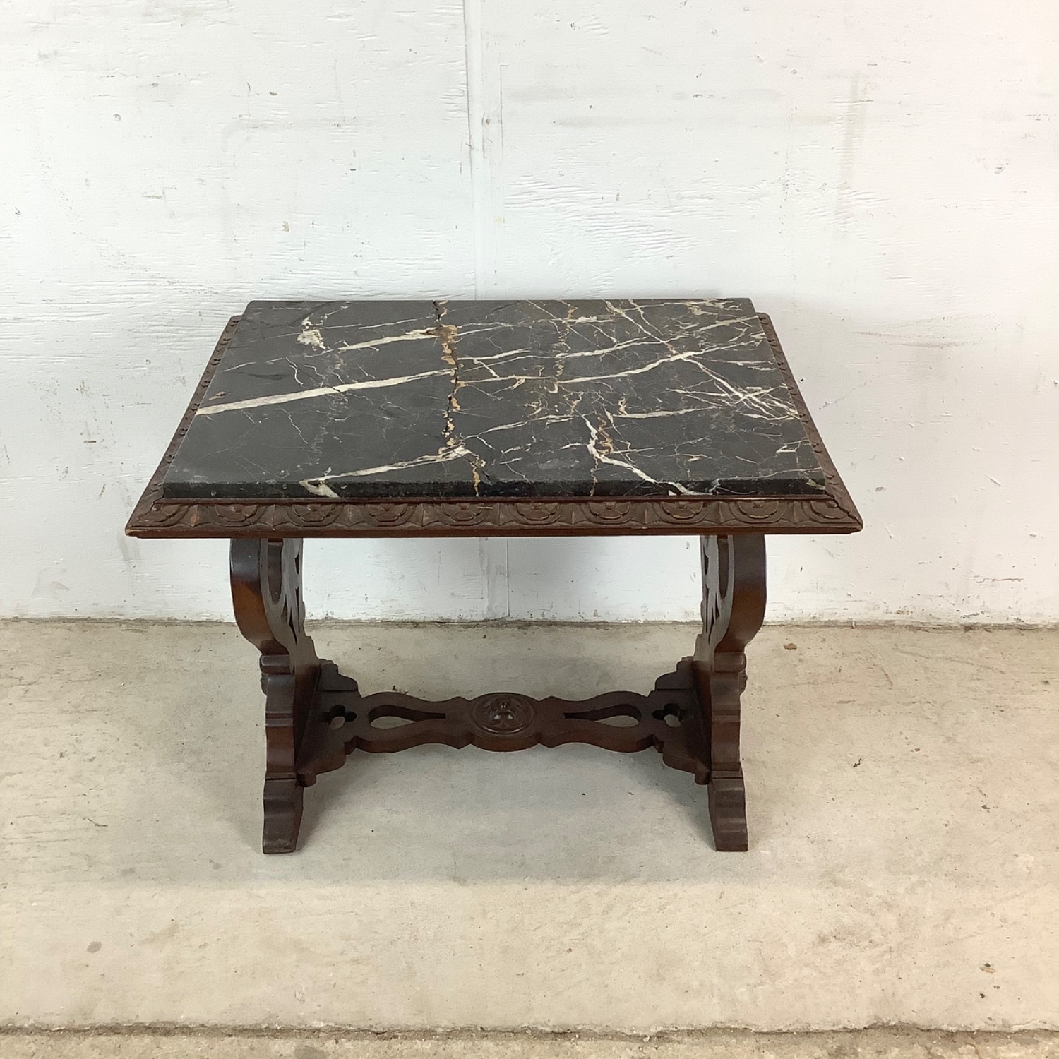 Antique Renaissance Revival Marble Top Table - image-2