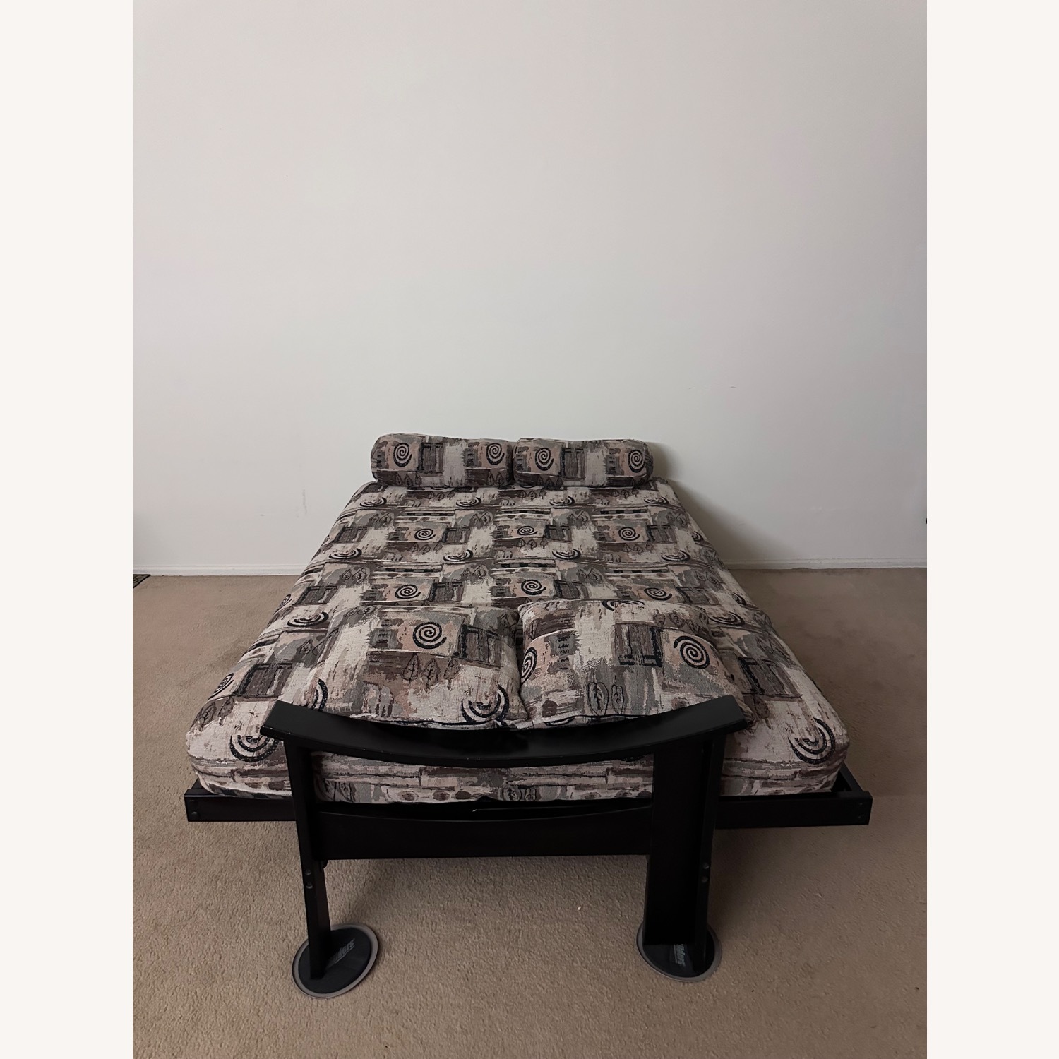 Antique Dark Brown Wood Futon - image-9