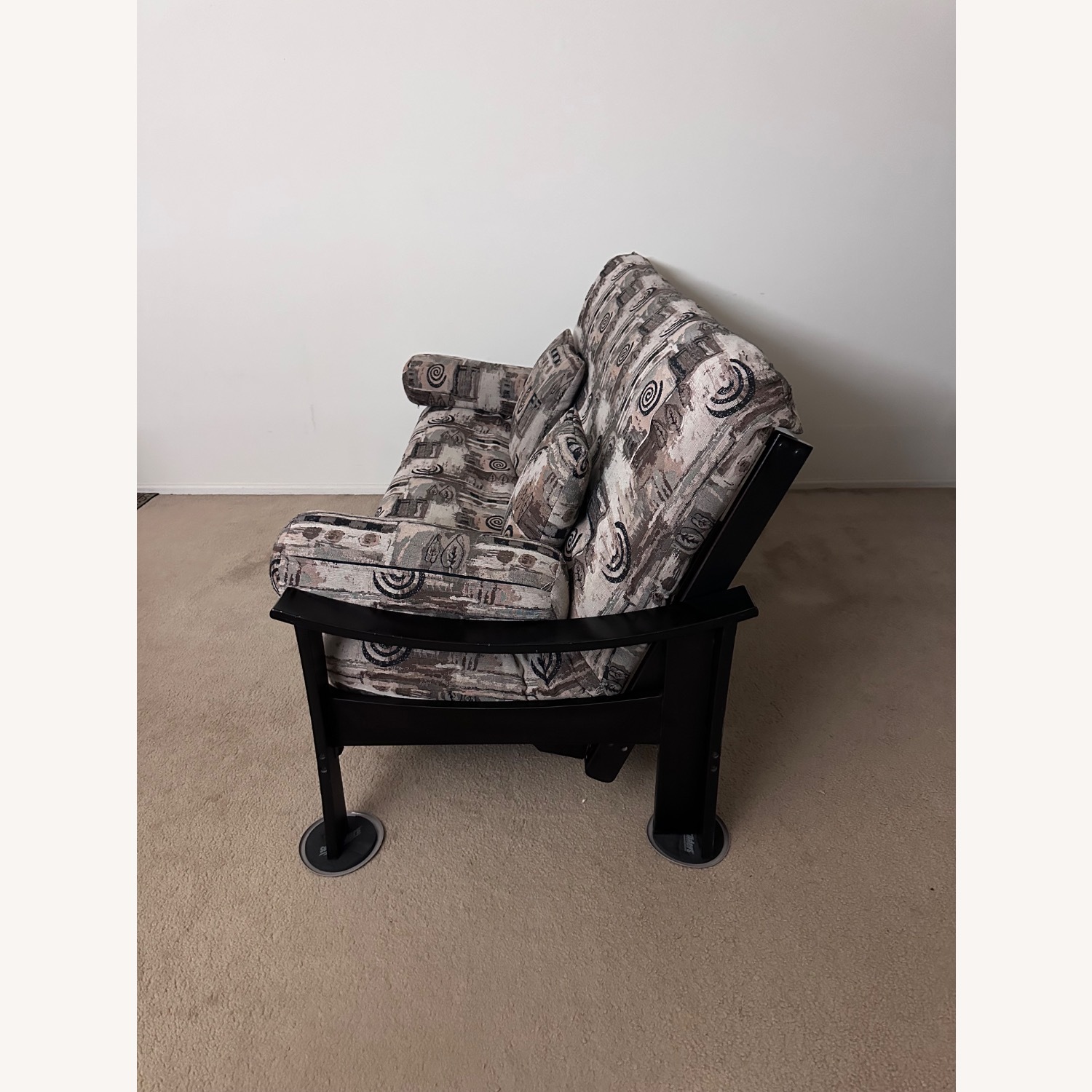 Antique Dark Brown Wood Futon - image-3