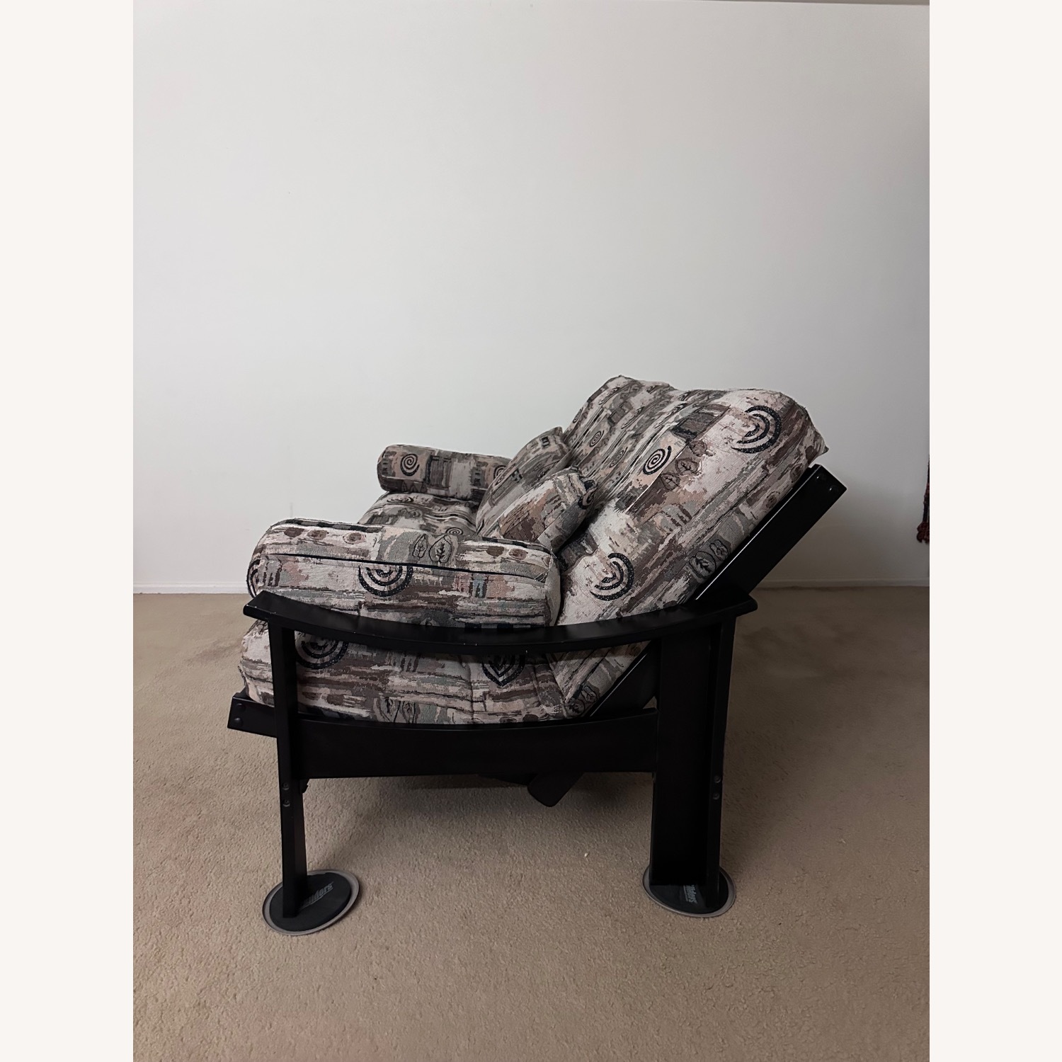 Antique Dark Brown Wood Futon - image-4