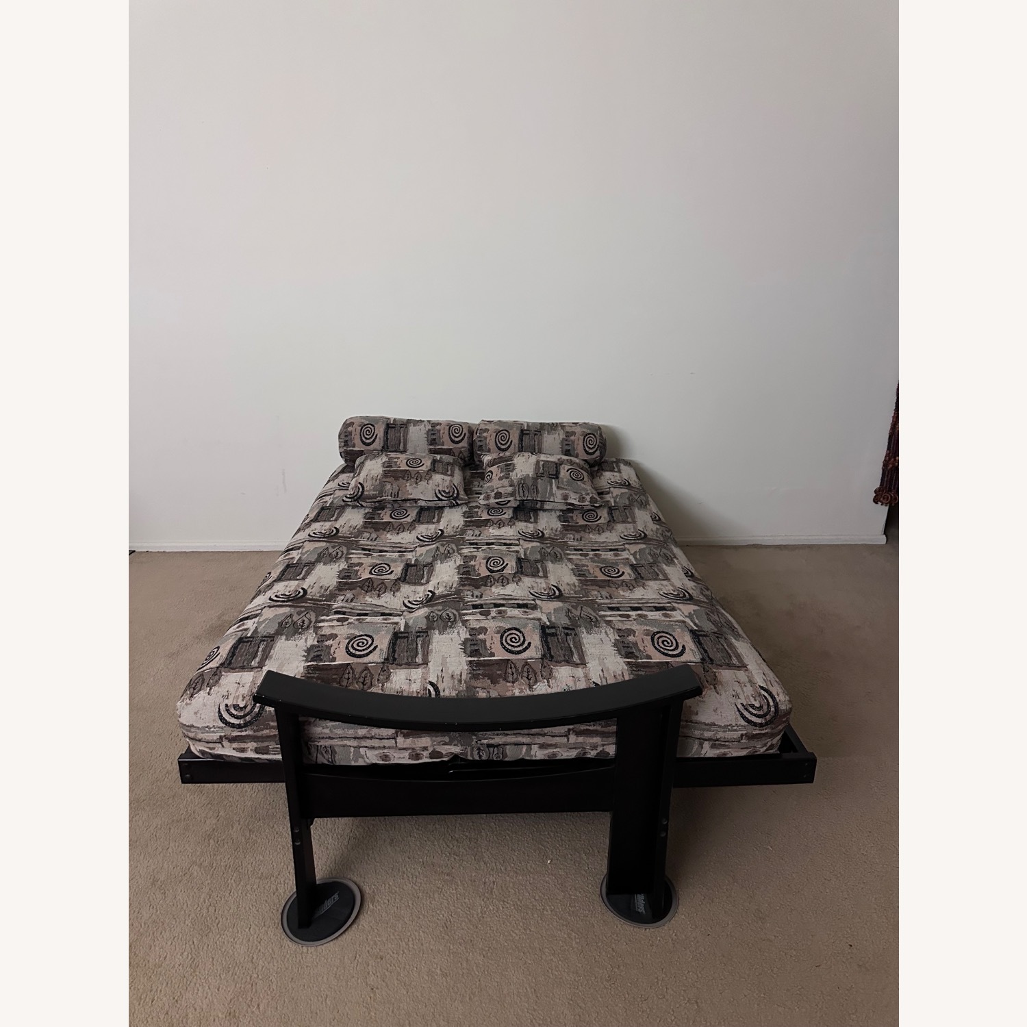 Antique Dark Brown Wood Futon - image-8