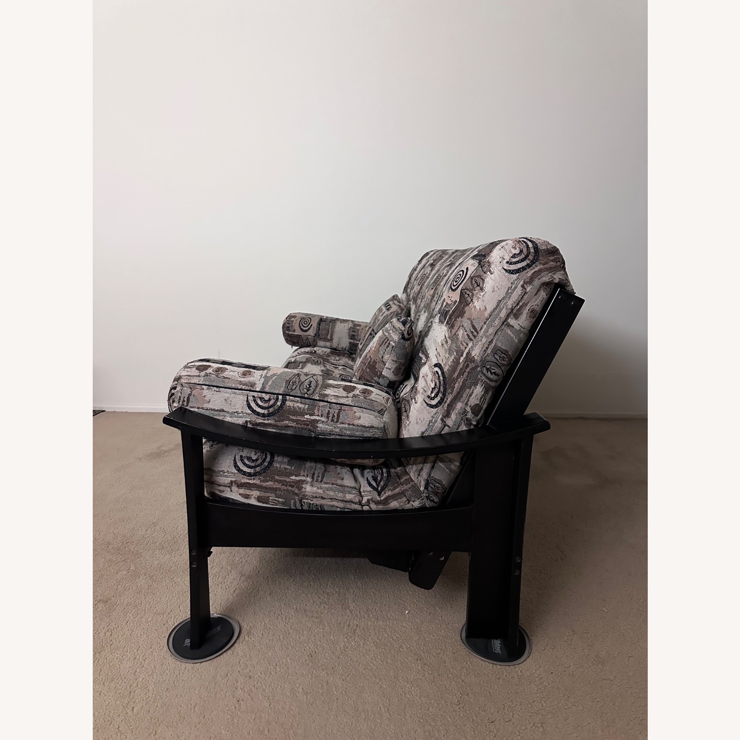 Antique Dark Brown Wood Futon - image-2