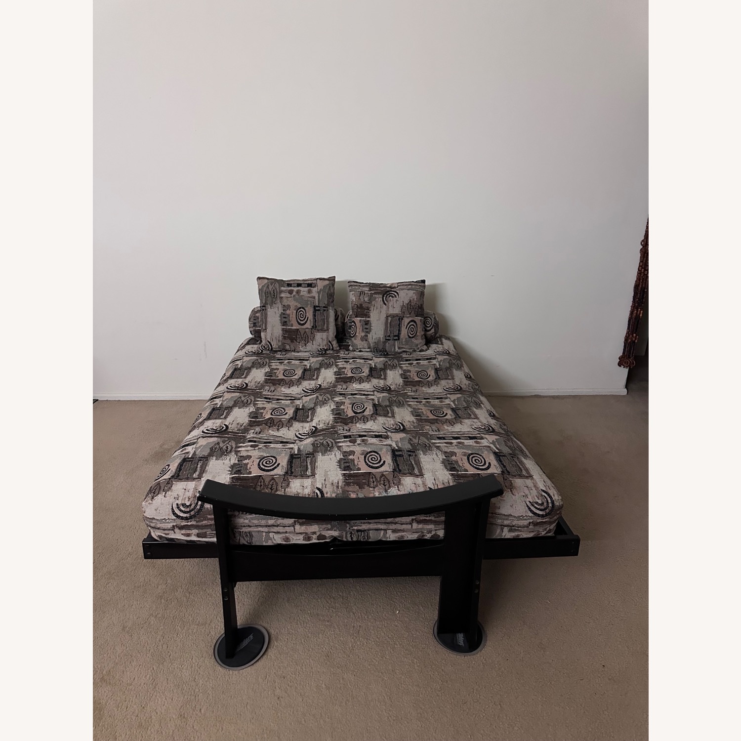 Antique Dark Brown Wood Futon - image-7