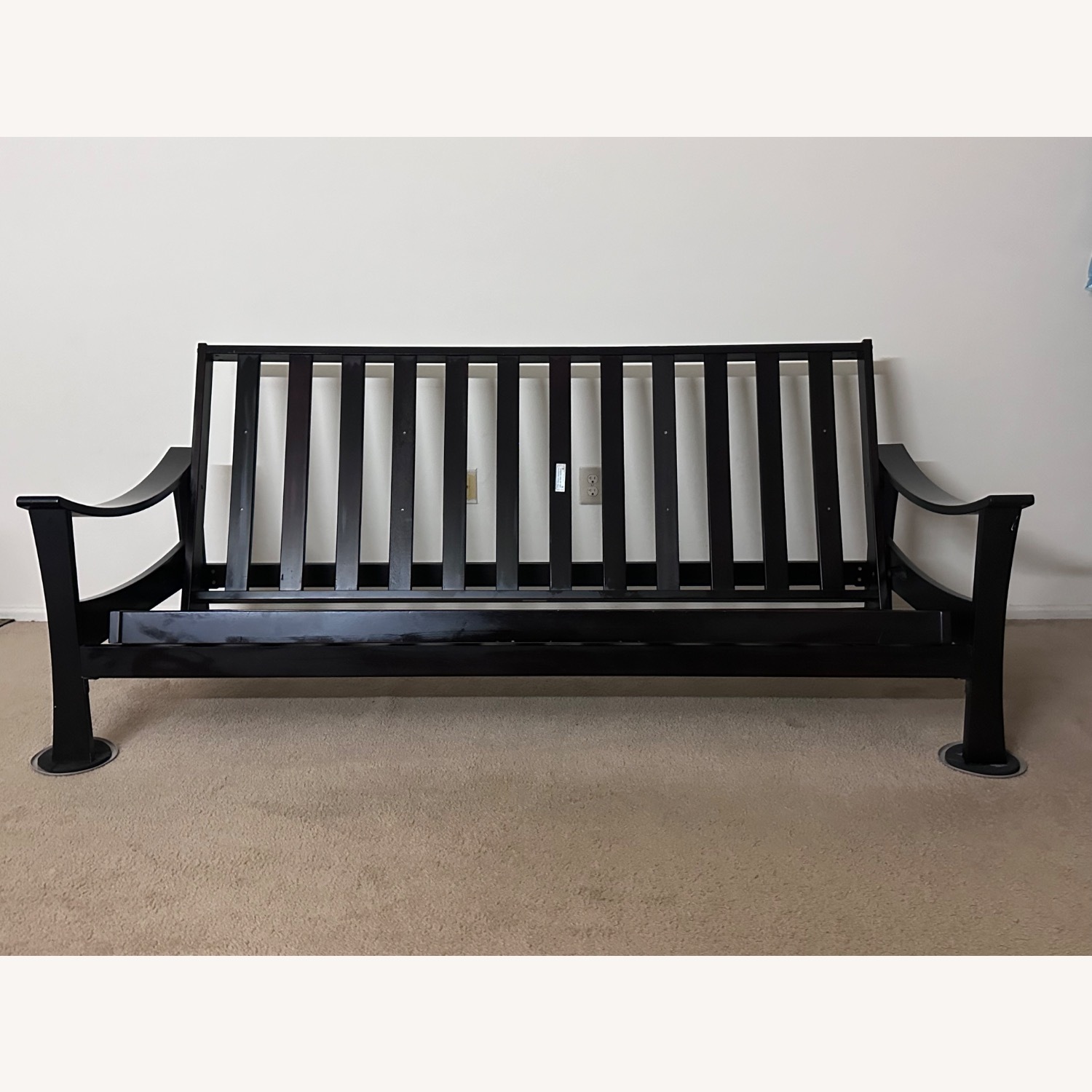 Antique Dark Brown Wood Futon - image-10