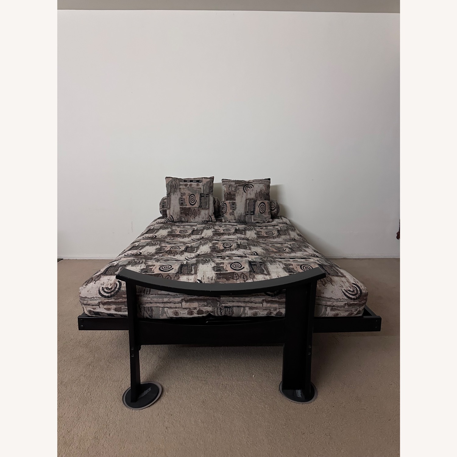 Antique Dark Brown Wood Futon - image-6