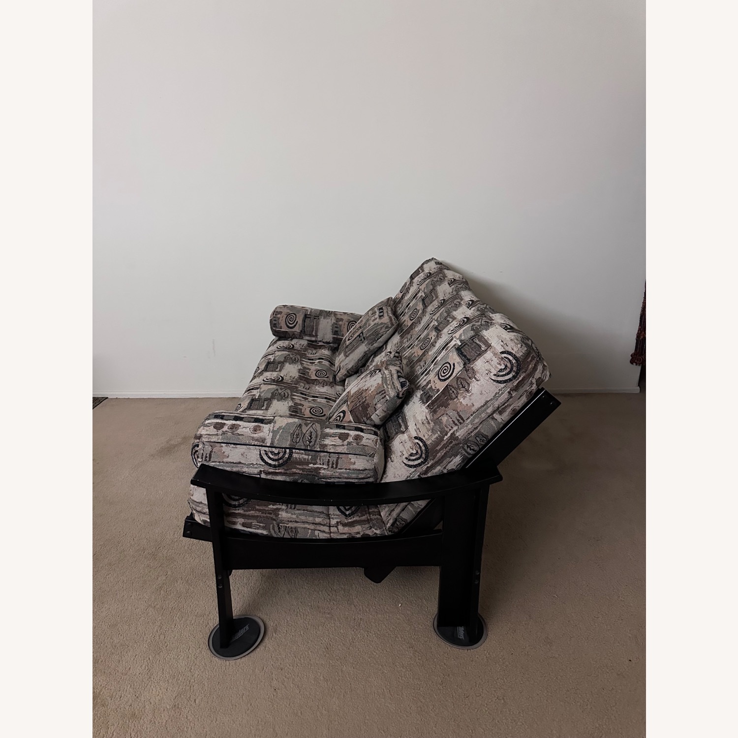 Antique Dark Brown Wood Futon - image-5