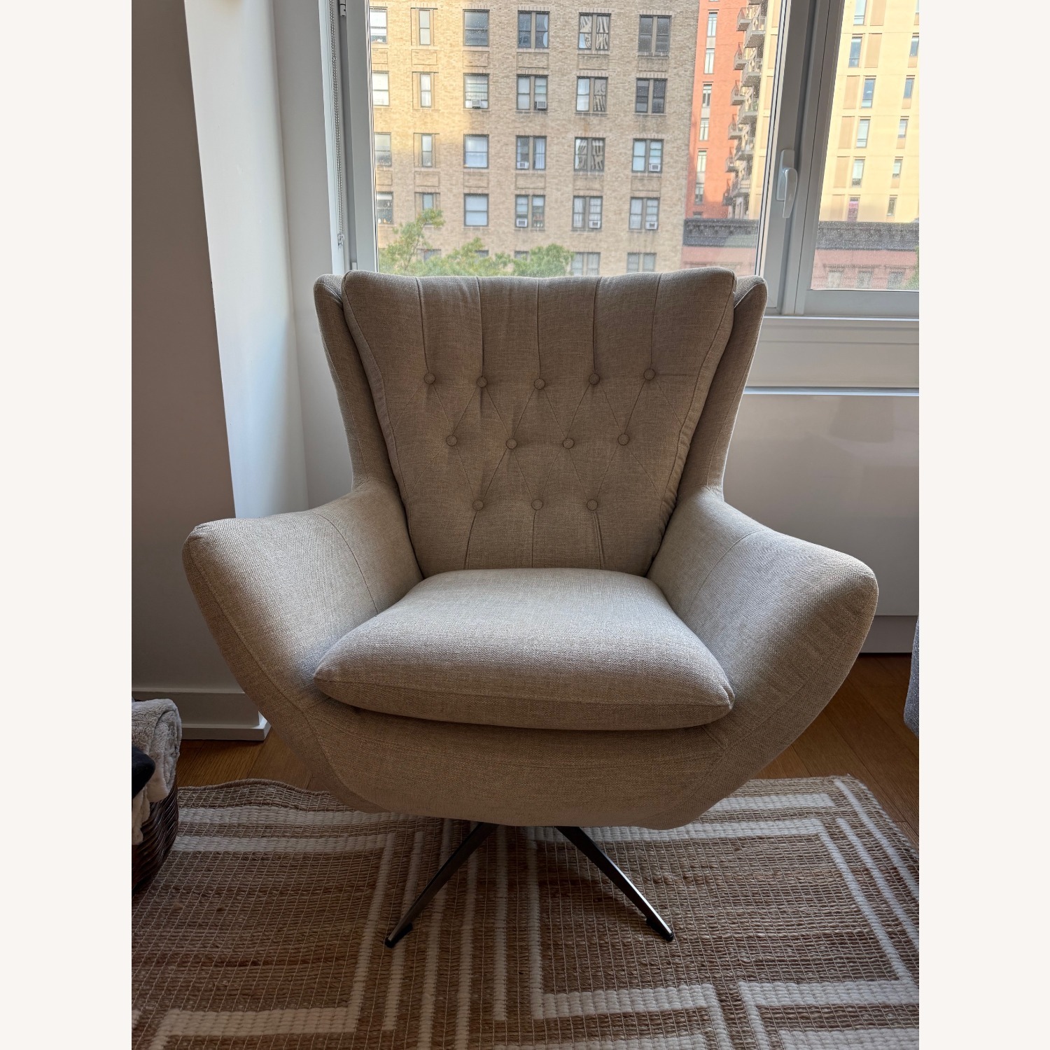 Pottery Barn Wells Tufted Swivel Chair Armchair - image-3