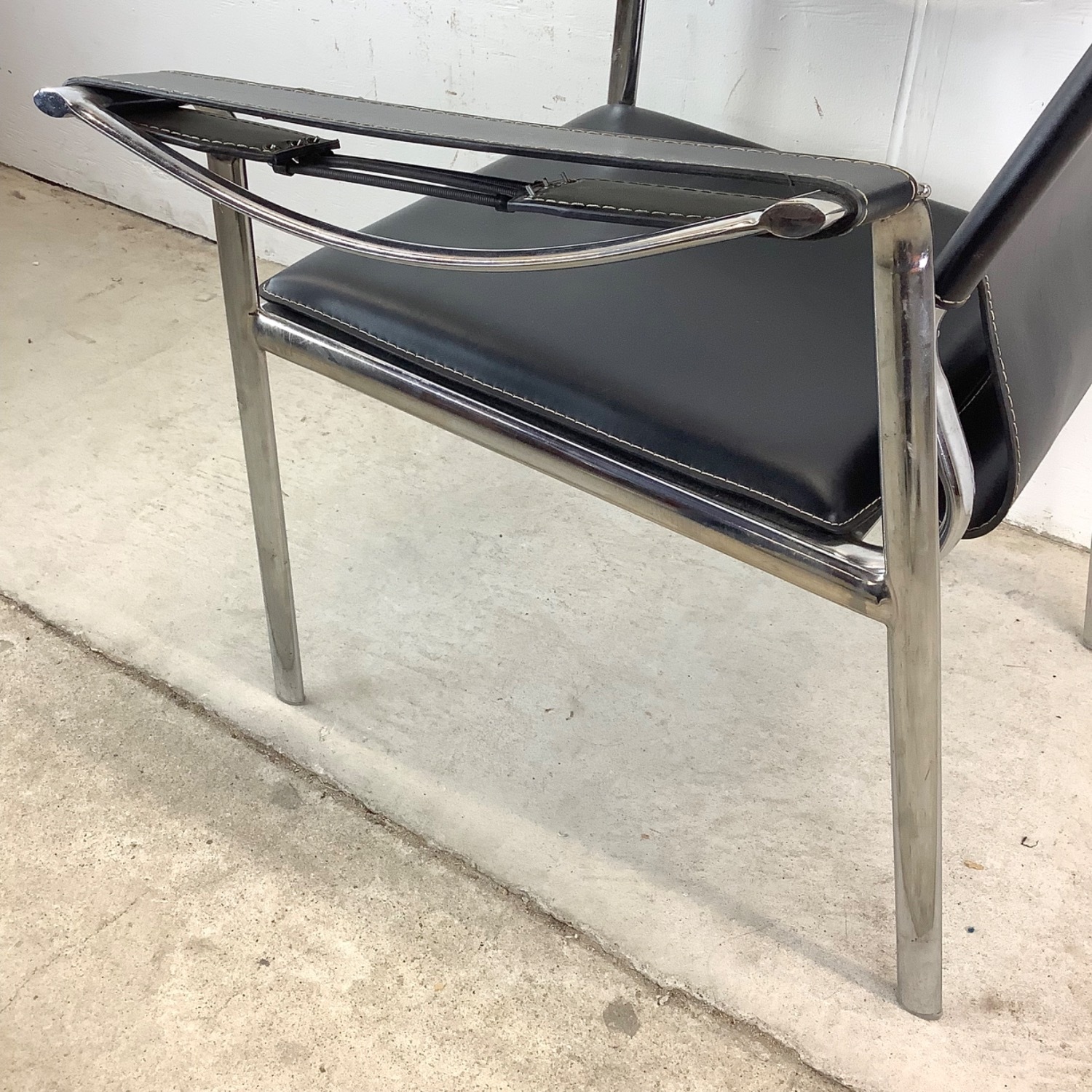 Vintage Modern Strap Seat Armchair - image-14