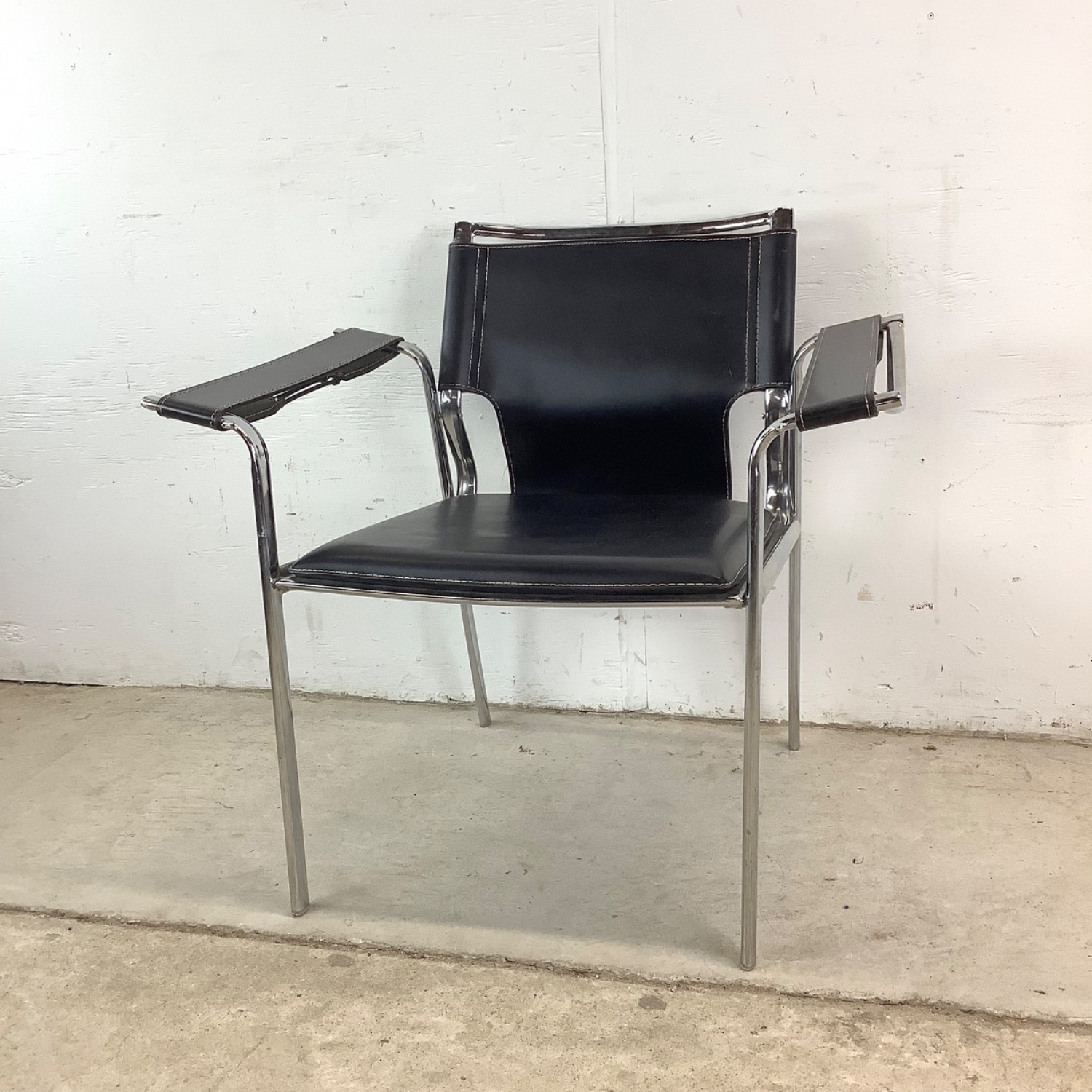 Vintage Modern Strap Seat Armchair - image-3