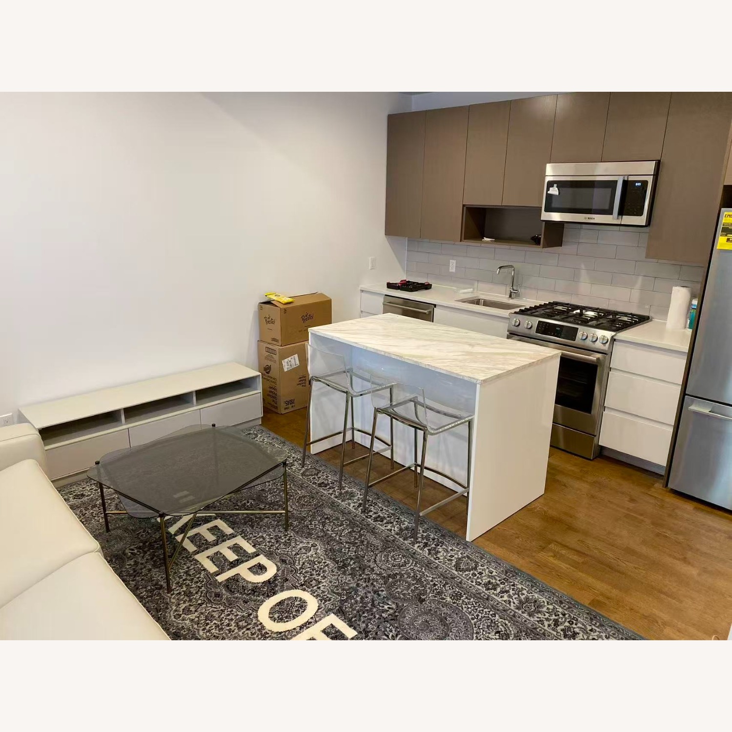 CB2 White Wood Kitchen Island - image-4