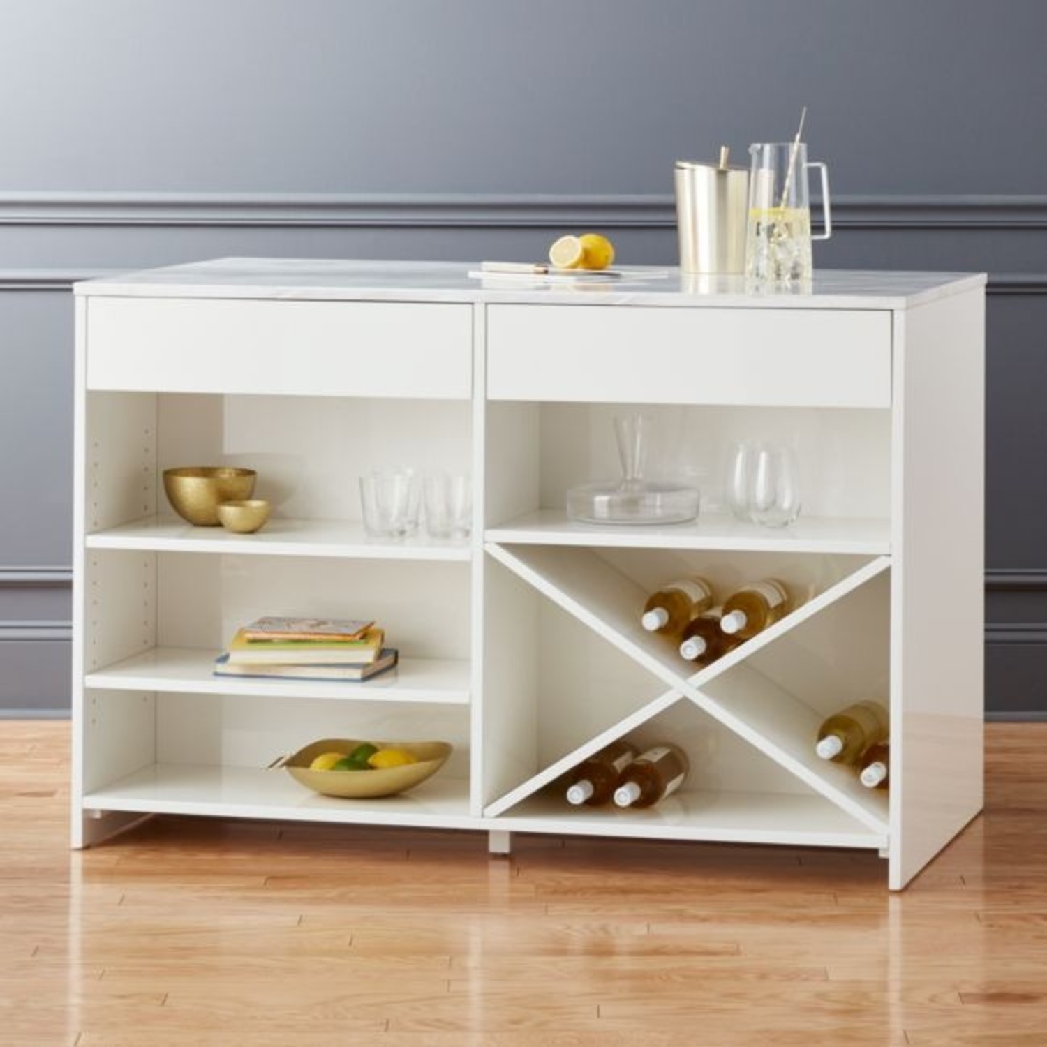 CB2 White Wood Kitchen Island - image-2