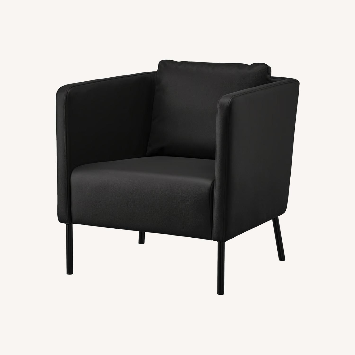 IKEA EKERÖ Black Leather Armchair - image-0