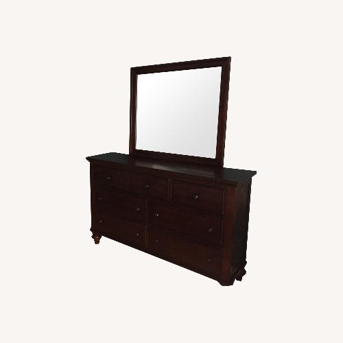 Used Bob's Discount Furniture Dark Brown Wood Dresser for sale on AptDeco