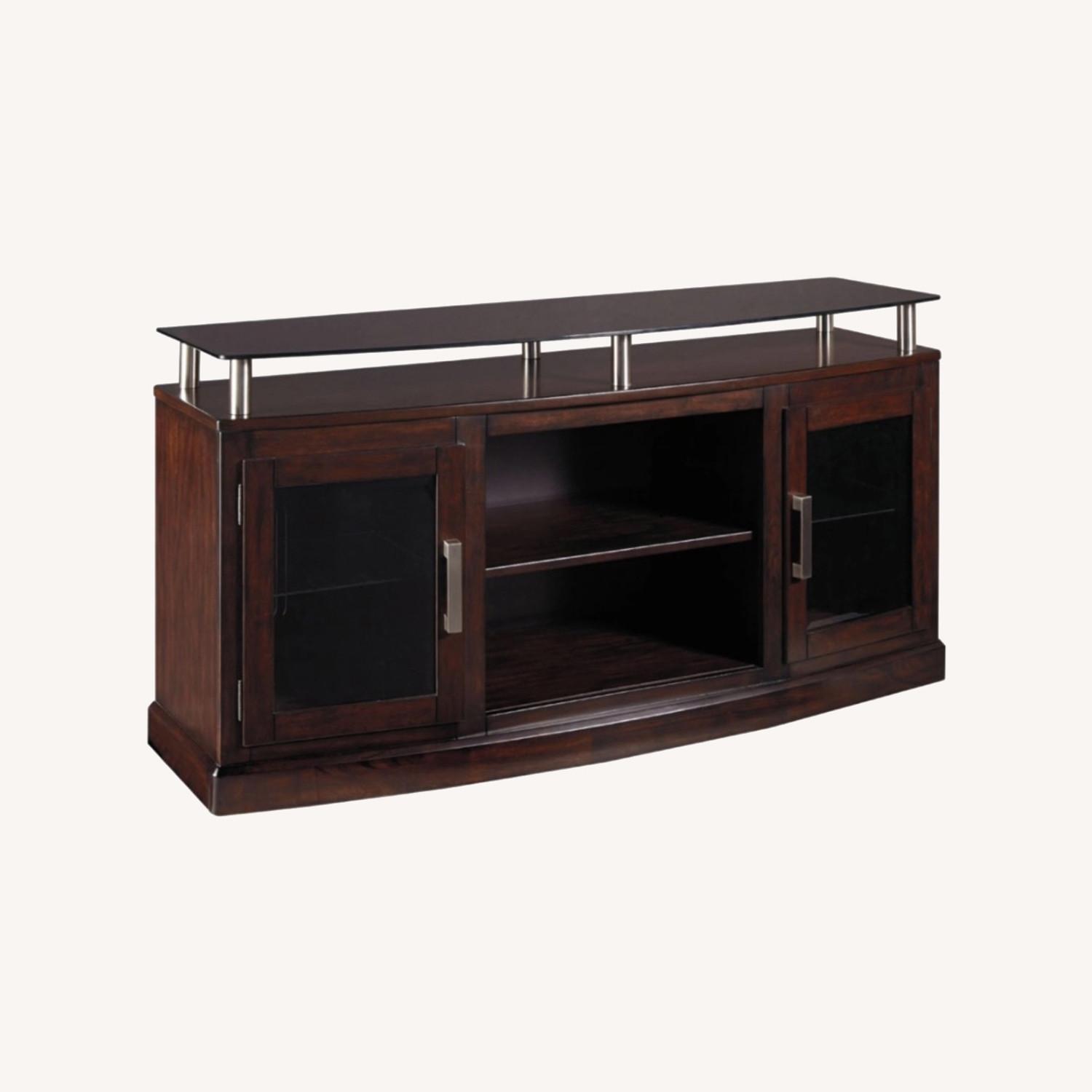 Ashley Furniture Chanceen Dark Brown Wood Media Storage - image-0