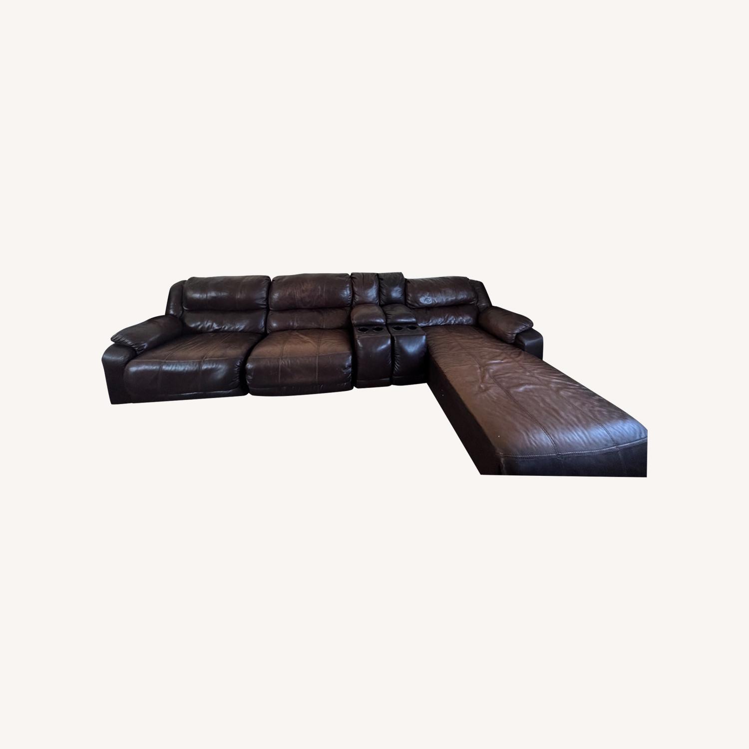 Vintage Dark Brown 2 pc Sofa and Lounge - image-0