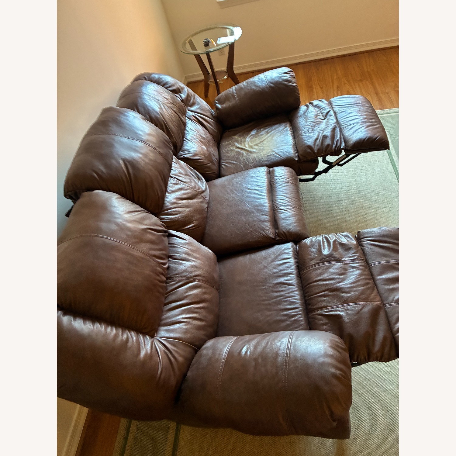 Dark Brown Leather Couch with Dual Recliners - image-6