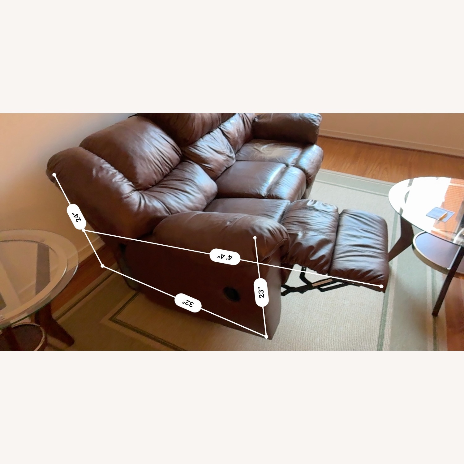 Dark Brown Leather Couch with Dual Recliners - image-8