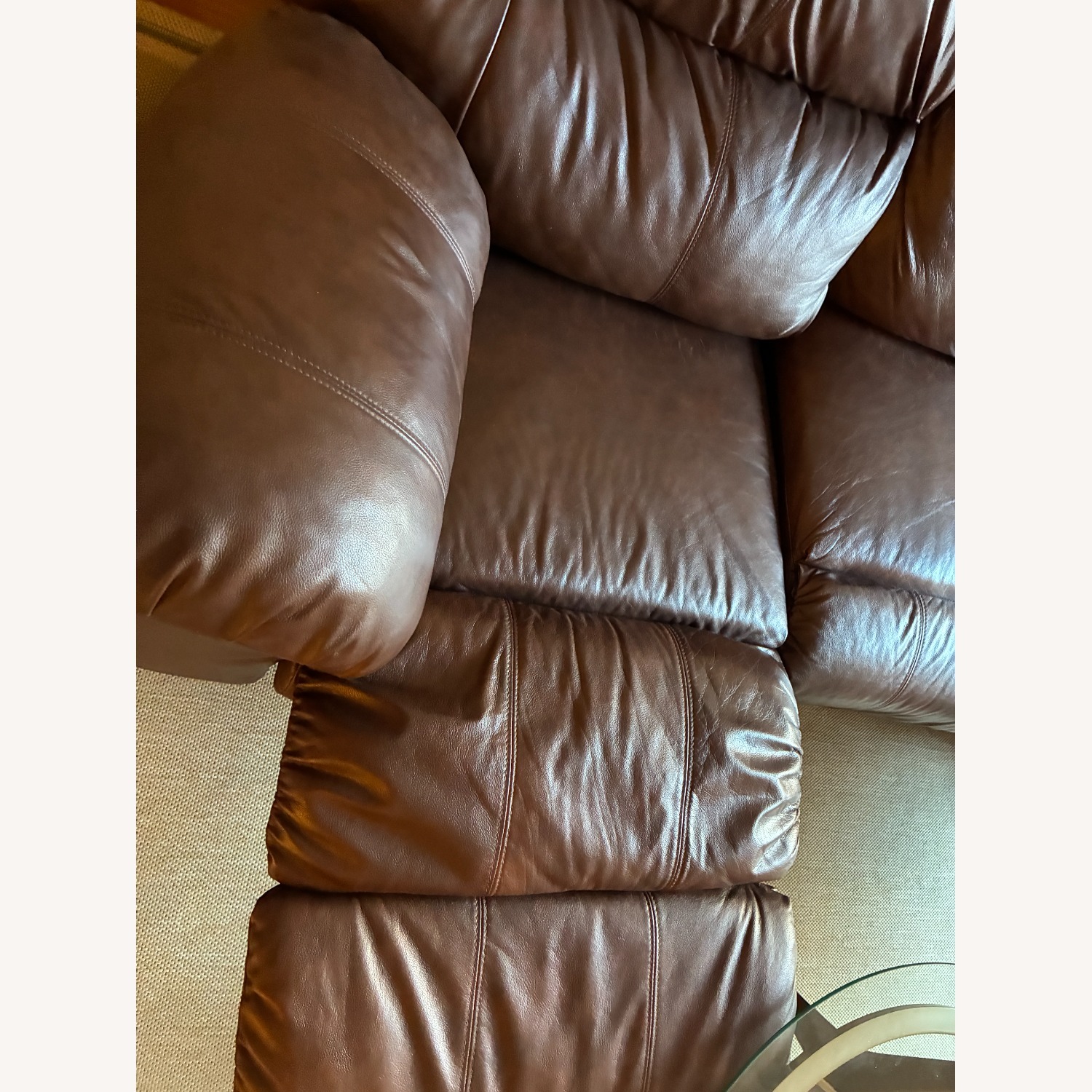Dark Brown Leather Couch with Dual Recliners - image-2