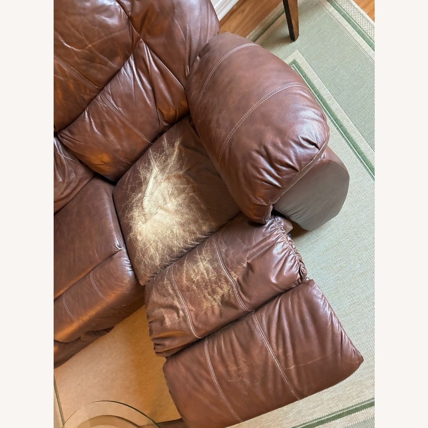 Dark Brown Leather Couch with Dual Recliners - image-10