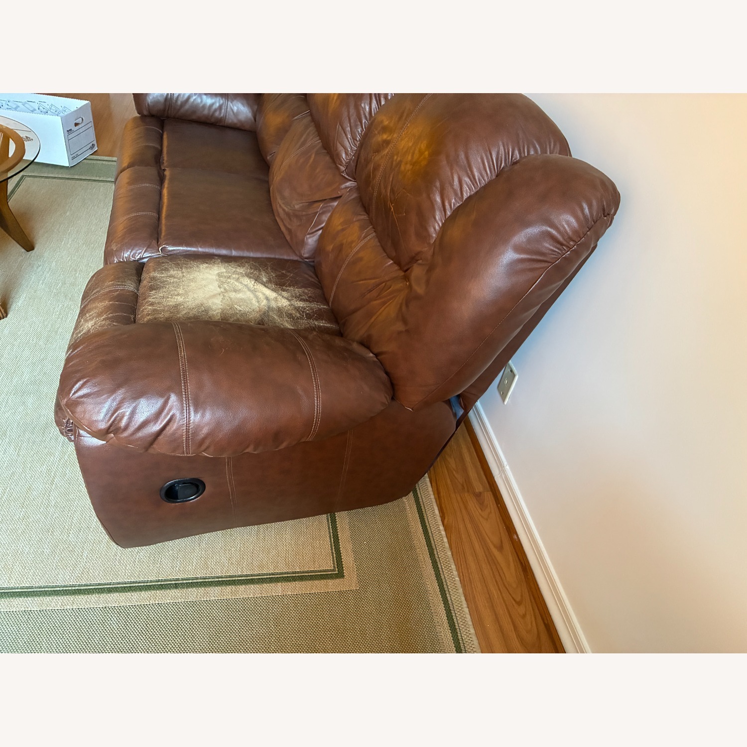 Dark Brown Leather Couch with Dual Recliners - image-4