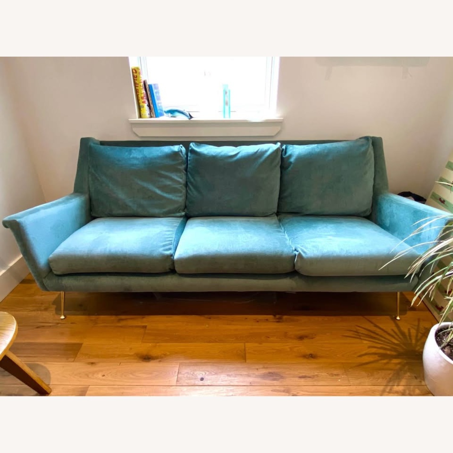 West Elm Carlo Velvet Blue 3+ Seater Sofa - image-2