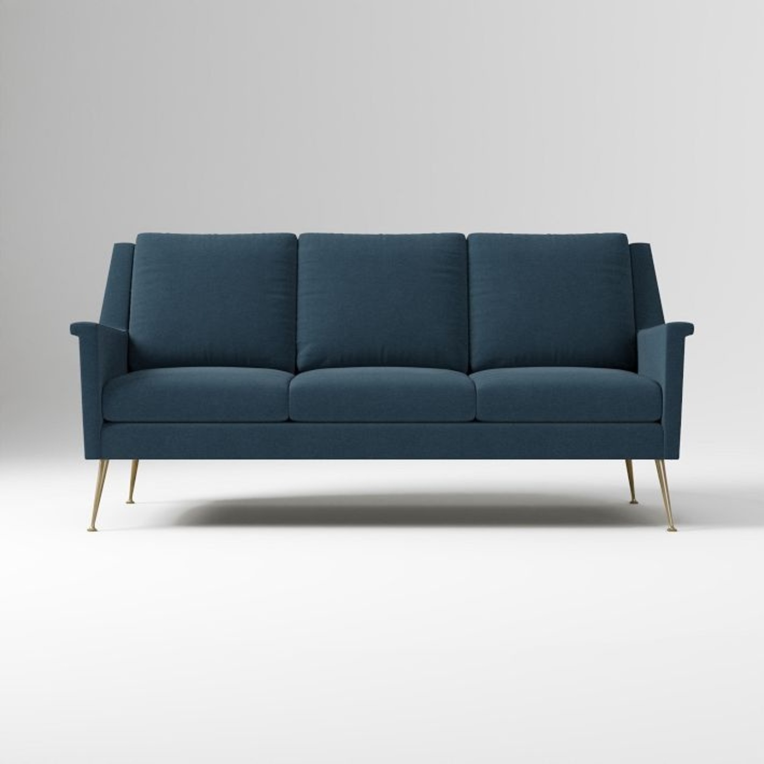 West Elm Carlo Velvet Blue 3+ Seater Sofa - image-9