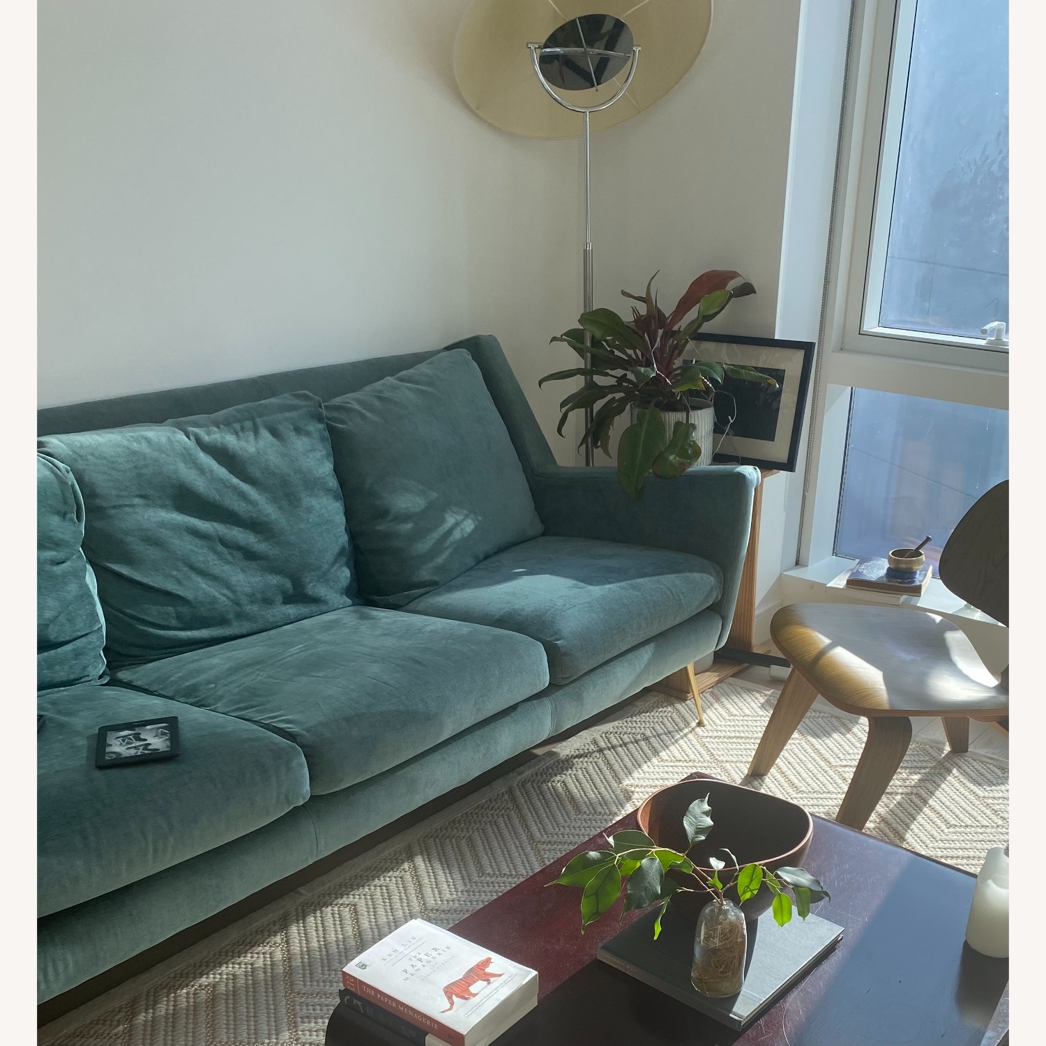 West Elm Carlo Velvet Blue 3+ Seater Sofa - image-8