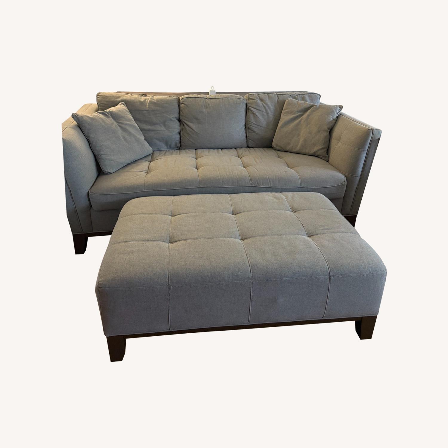 Raymour & Flanigan Gray 3 Seater Sofa + Ottoman - image-0