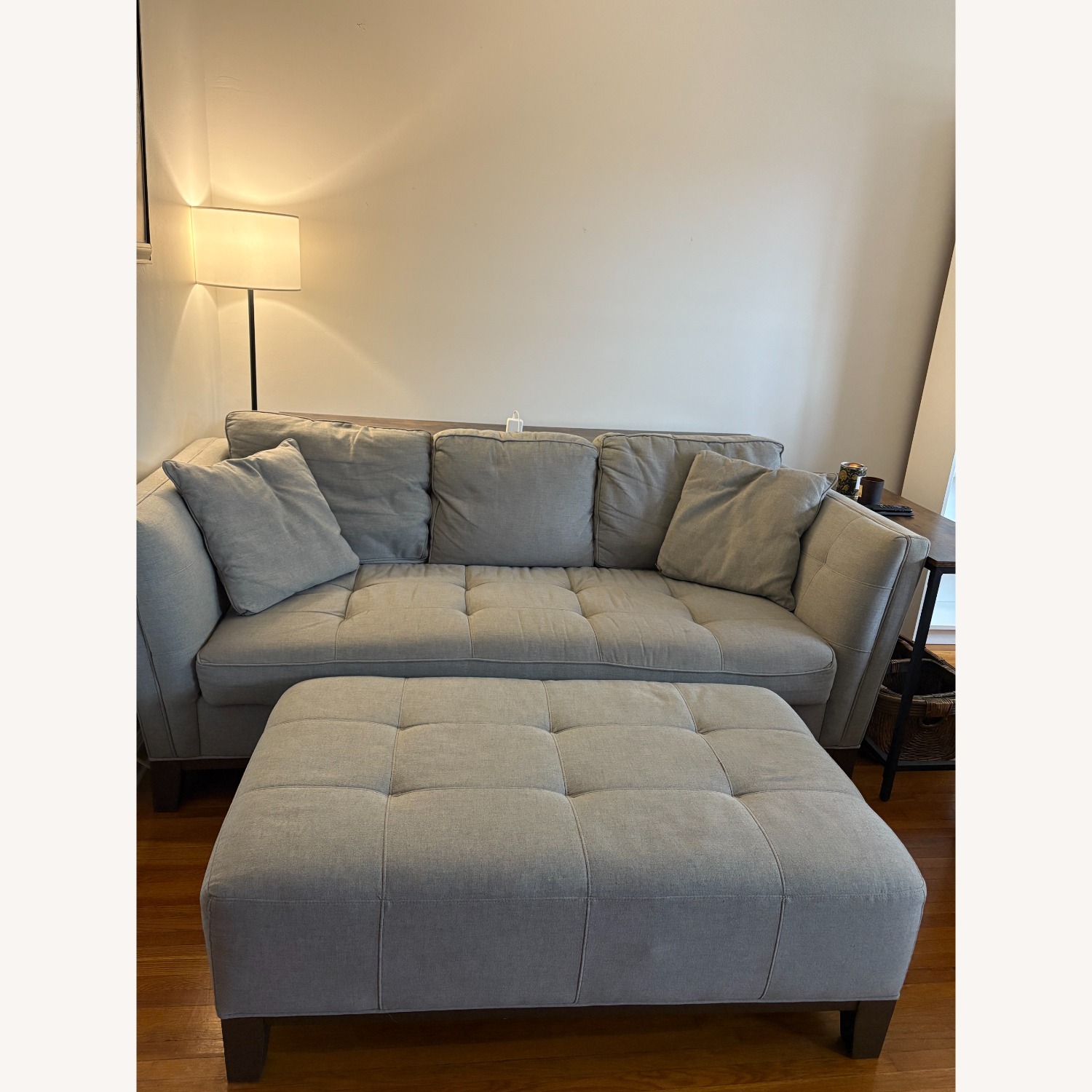 Raymour & Flanigan Gray 3 Seater Sofa + Ottoman - image-3