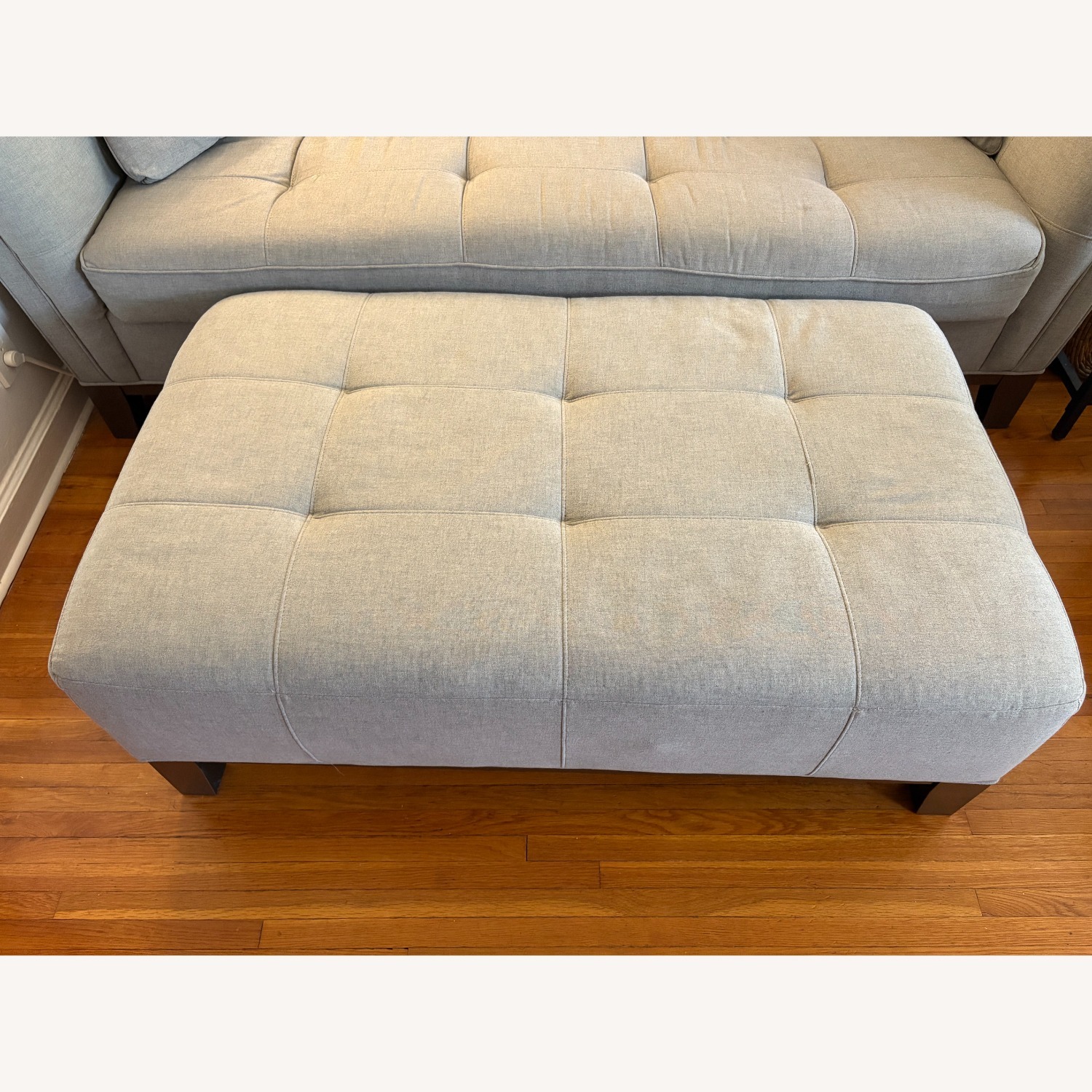 Raymour & Flanigan Gray 3 Seater Sofa + Ottoman - image-4