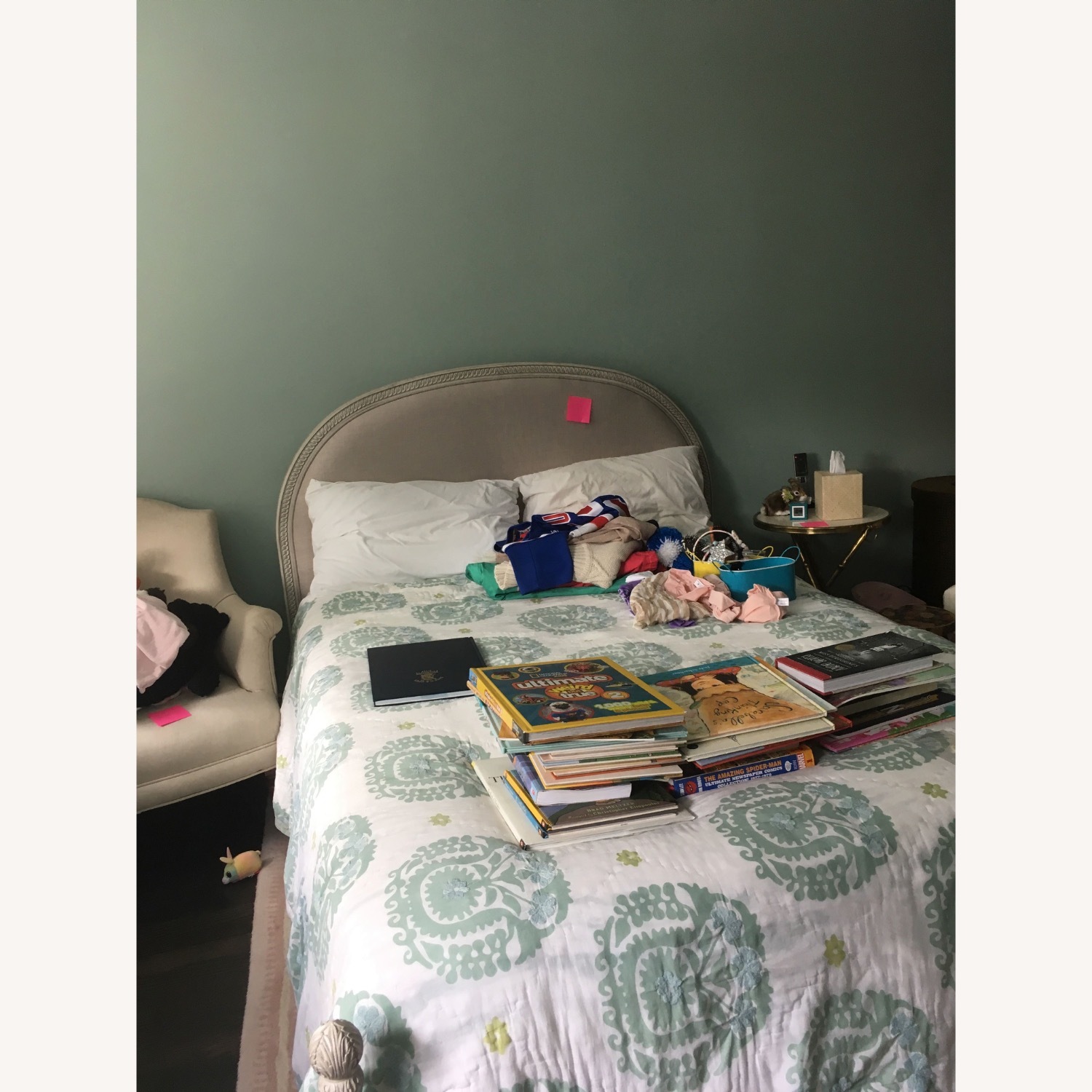 Restoration Hardware Light Gray Wood Full Bed - image-1