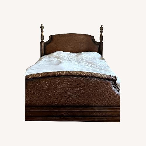 Used Dark Brown Solid Wood King Bed with Headboard for sale on AptDeco