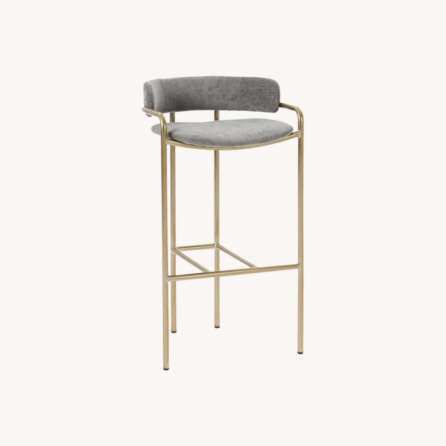 West Elm Gray Performance Velvet Bar Stools - image-0