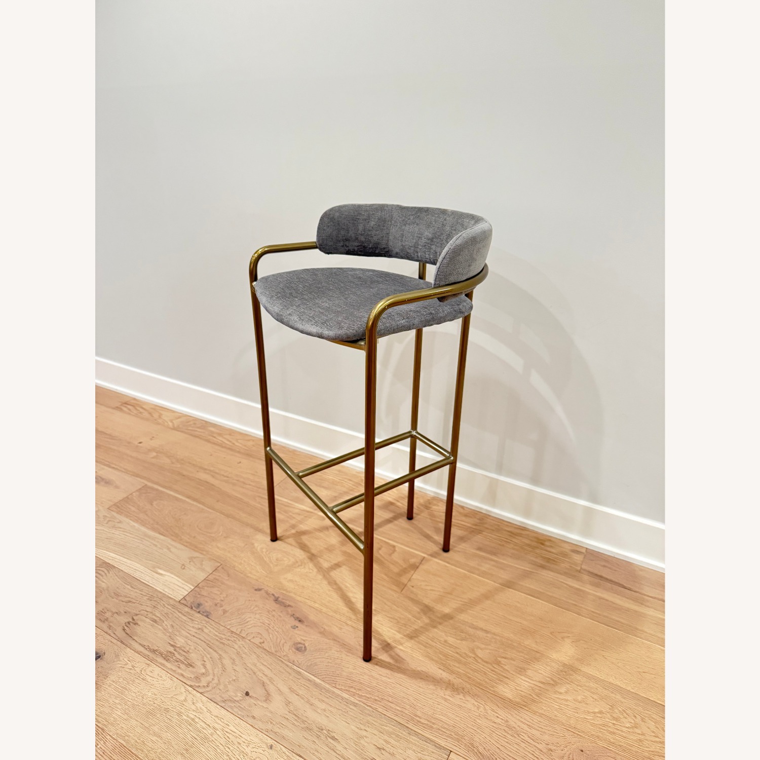 West Elm Gray Performance Velvet Bar Stools - image-2