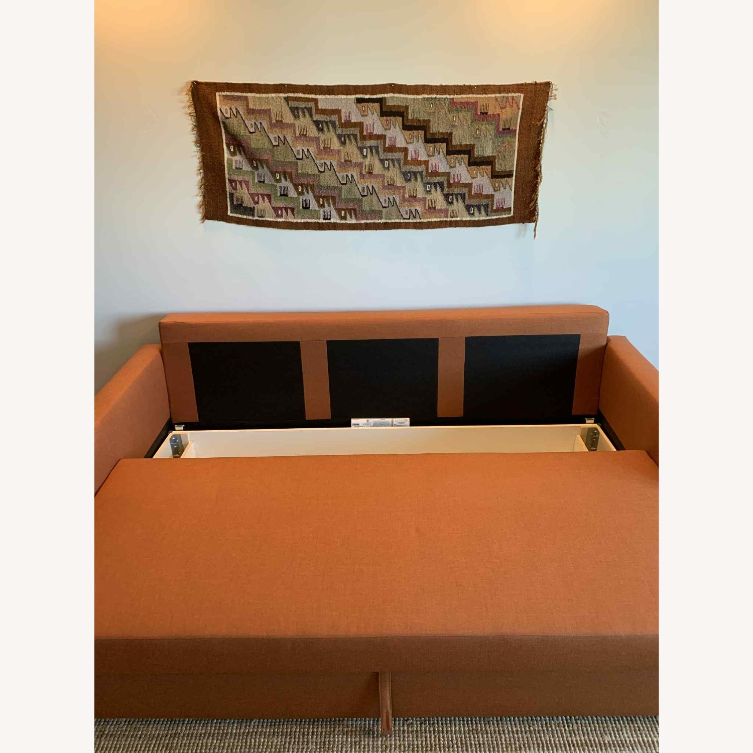 IKEA Friheten Orange Fabric Queen Bed - image-2
