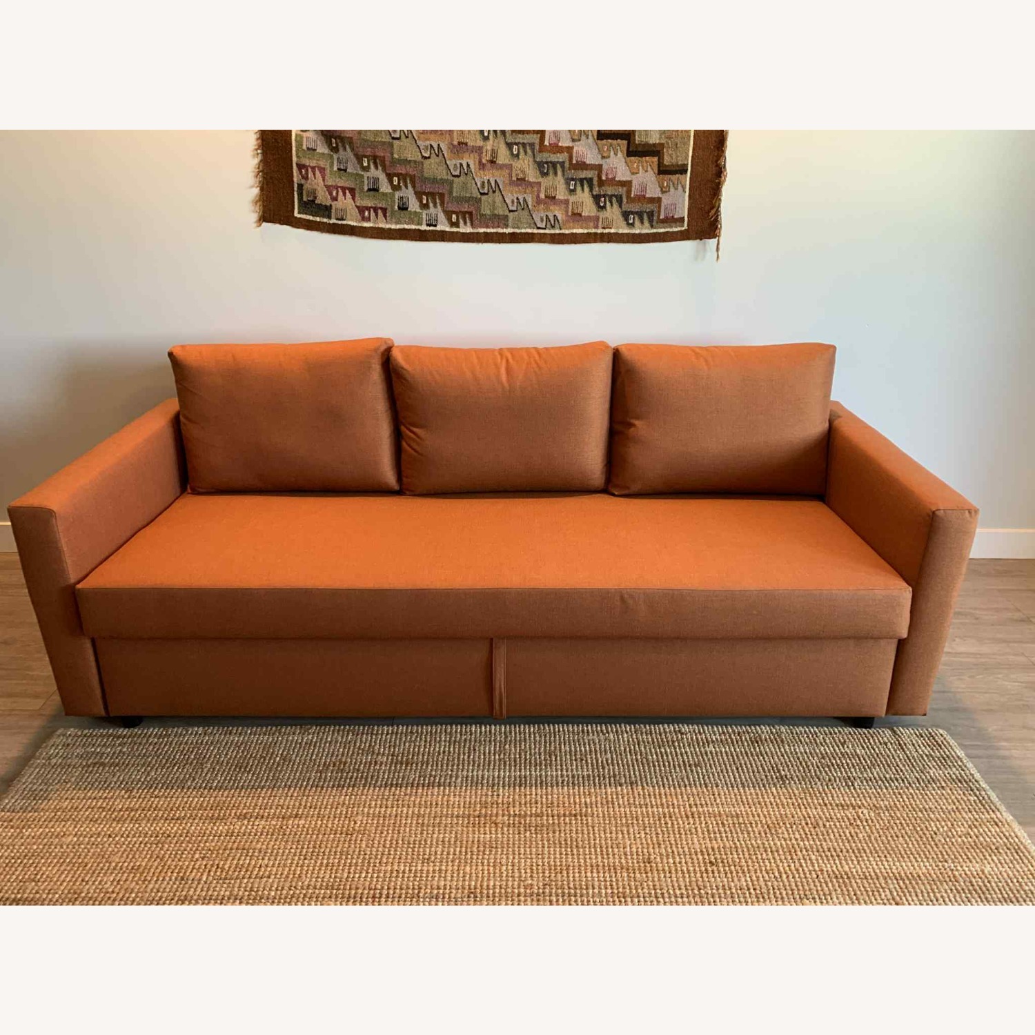 IKEA Friheten Orange Fabric Queen Bed - image-1
