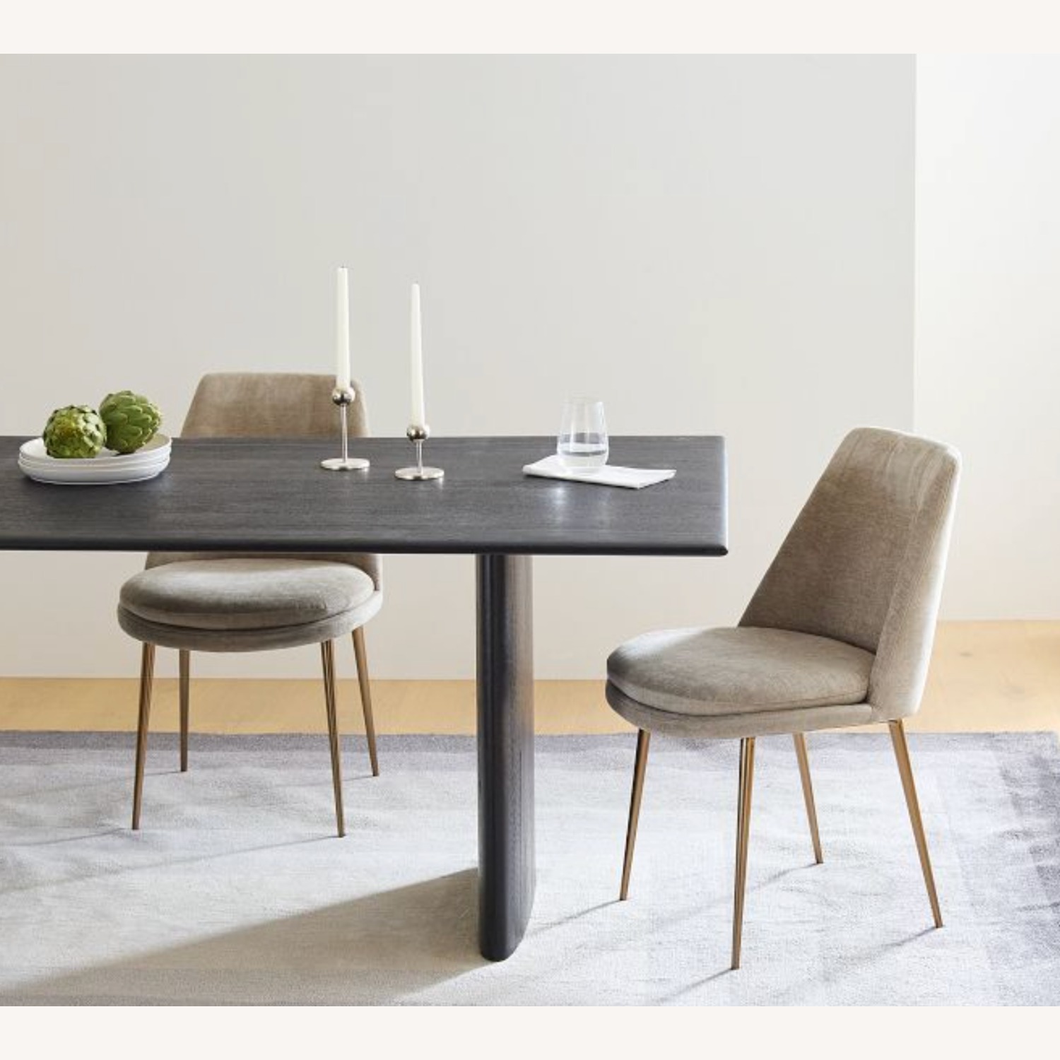 West Elm Gray Velvet Dining Chairs Set of 6 - image-1