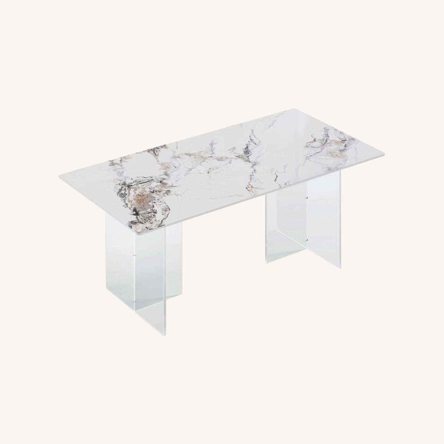 Wayfair Faux Marble Dining Table with Acrylic Legs - image-0