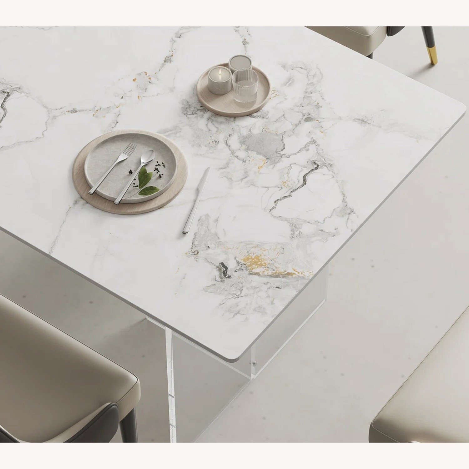 Wayfair Faux Marble Dining Table with Acrylic Legs - image-3
