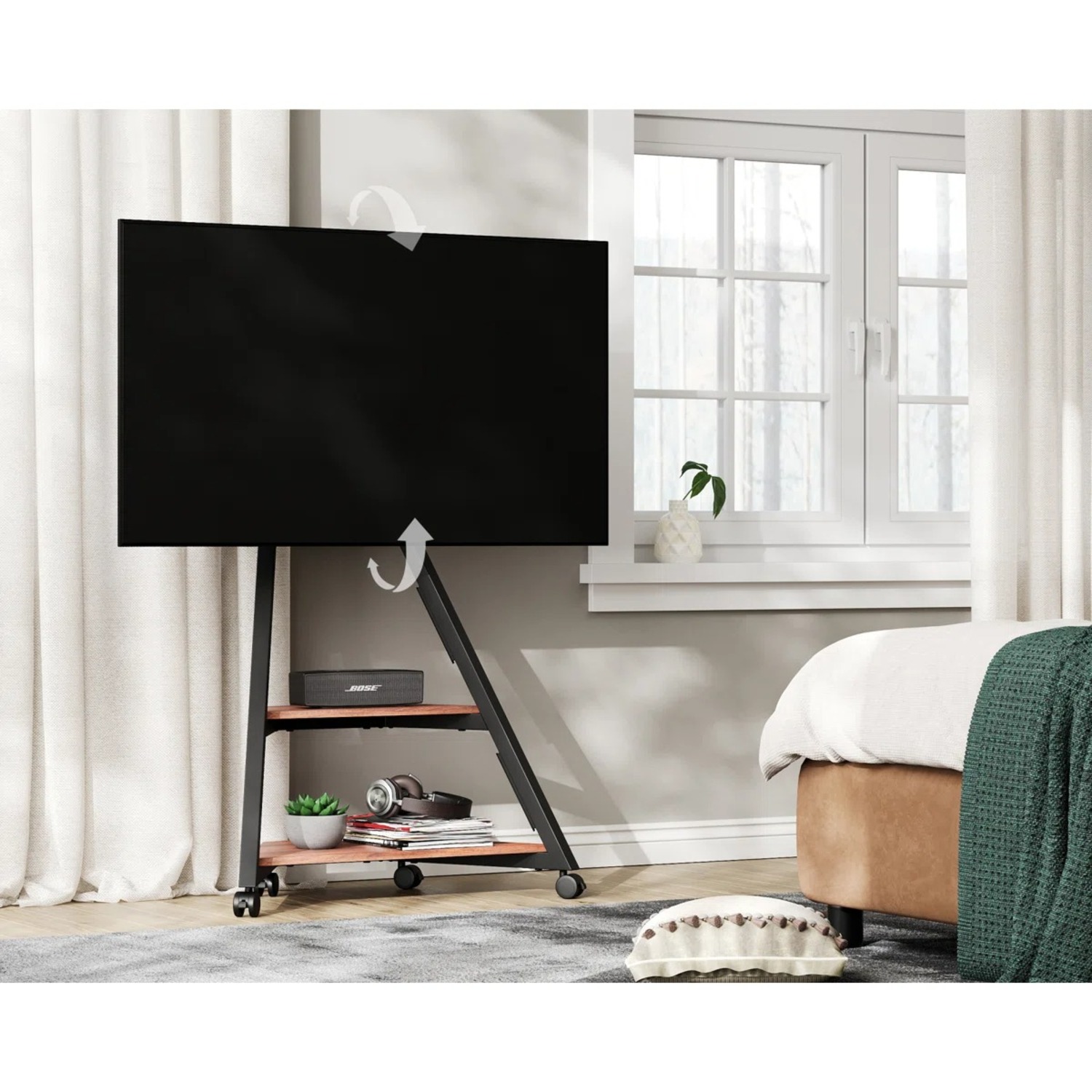 Wayfair Mobile Floor TV Stand for up to 65 Inch TV - image-4