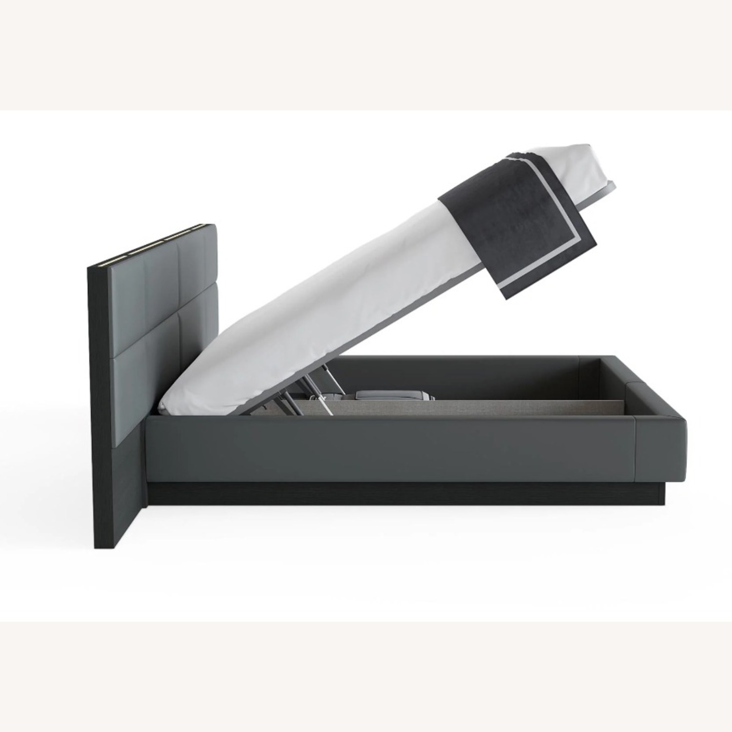 Lazzoni Light Gray Suede King Bed - image-3