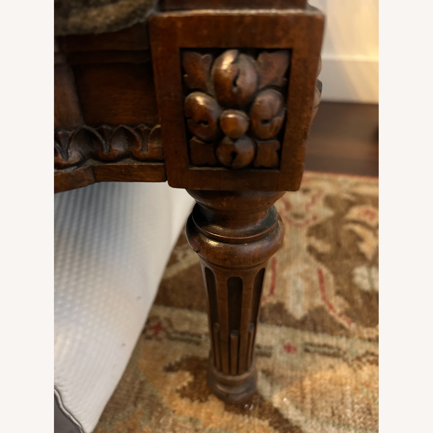 Fine Antique Hand Carved Dark Wood Brown Sofa - image-2