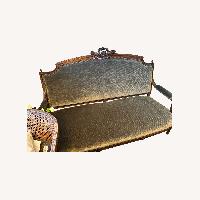 Fine Antique Hand Carved Dark Wood Brown Sofa