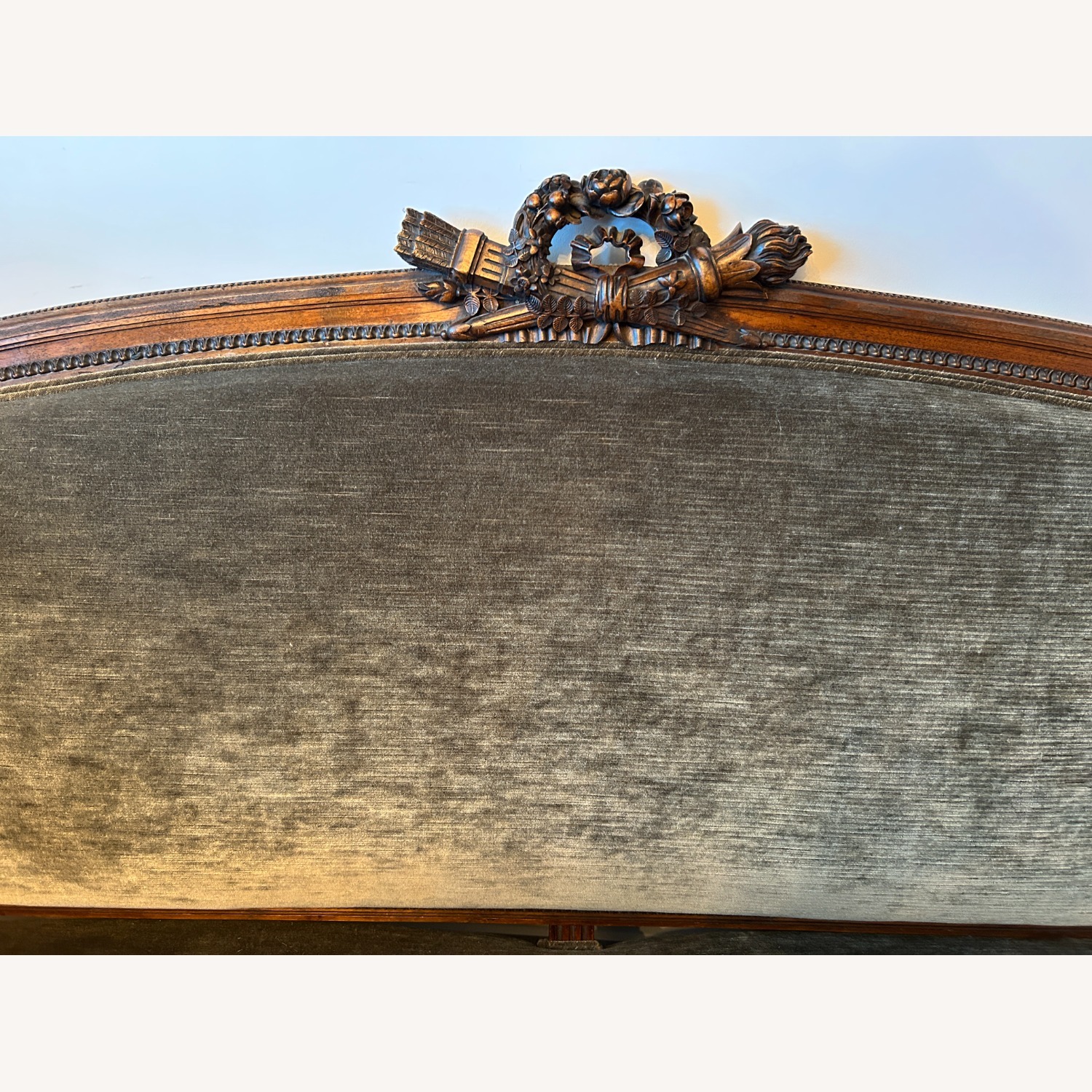 Fine Antique Hand Carved Dark Wood Brown Sofa - image-3