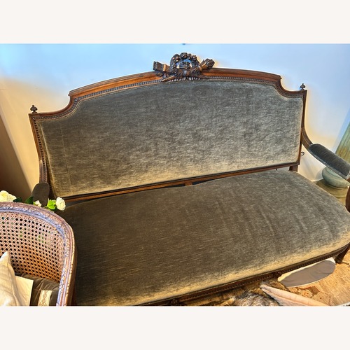 Used Fine Antique Hand Carved Dark Wood Brown Sofa for sale on AptDeco