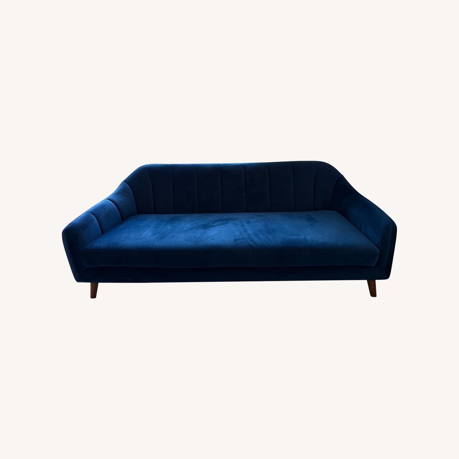 Wayfair Blue Velvet 3 Seater Couch - image-0