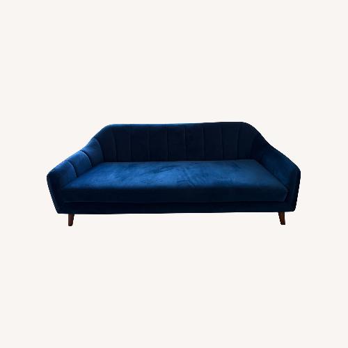 Used Wayfair Blue Velvet 3 Seater Couch for sale on AptDeco
